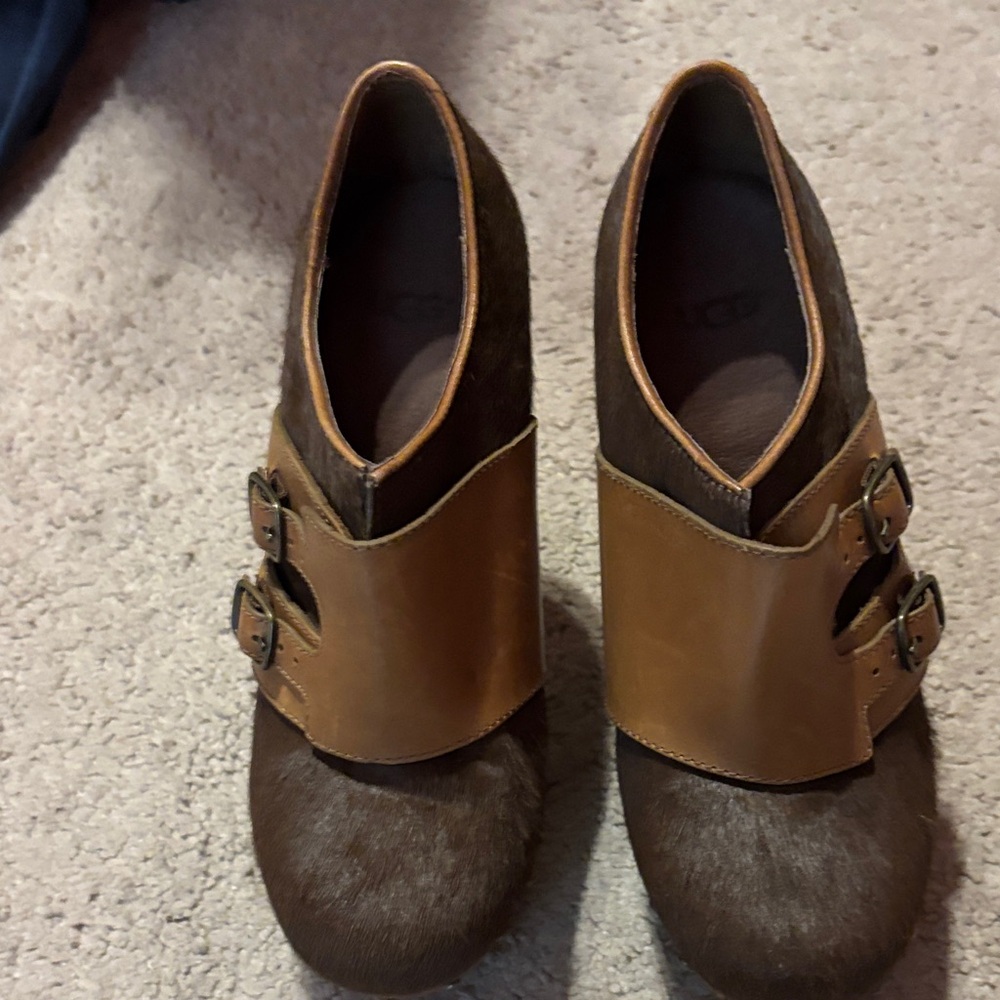 UGG Brown and Tan Heeled Boots